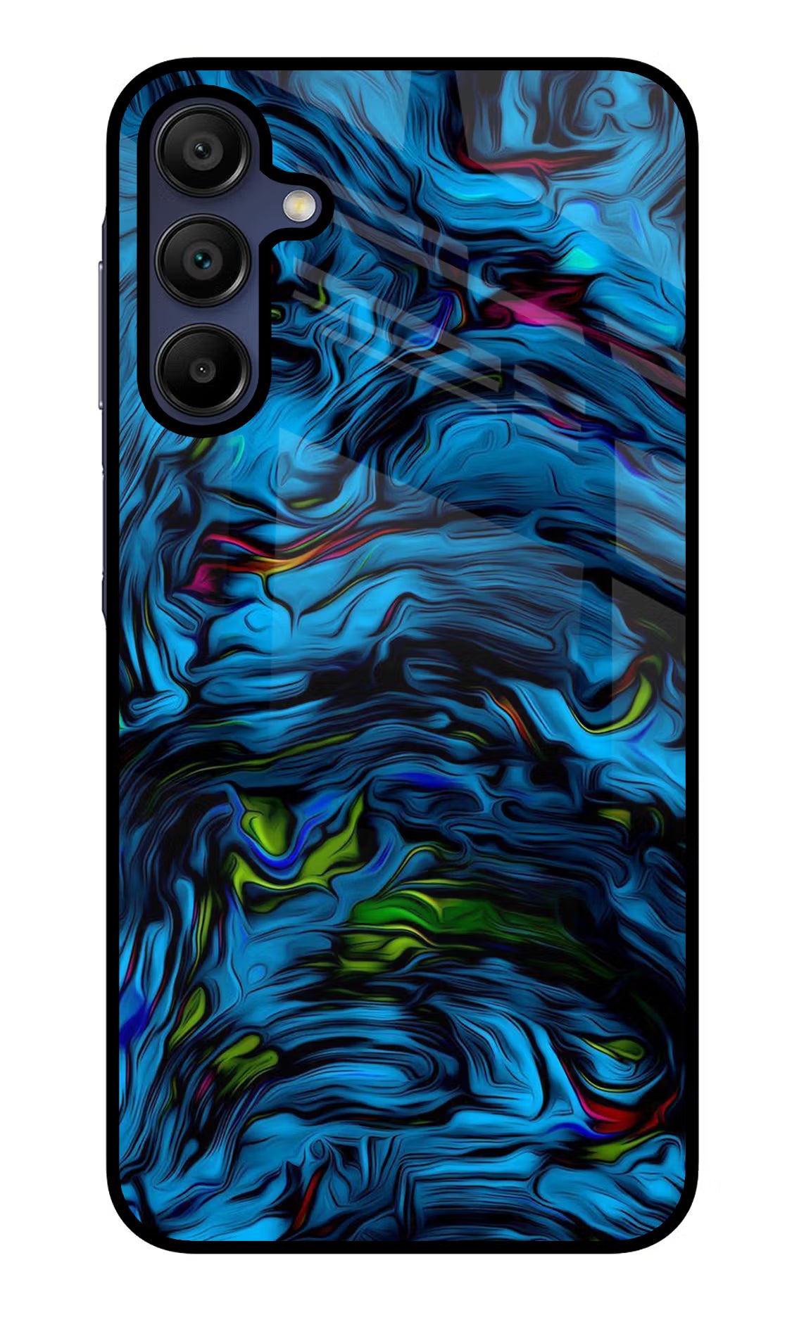Dark Blue Abstract Samsung A15 5G Glass Case Back Cover by Casekaro