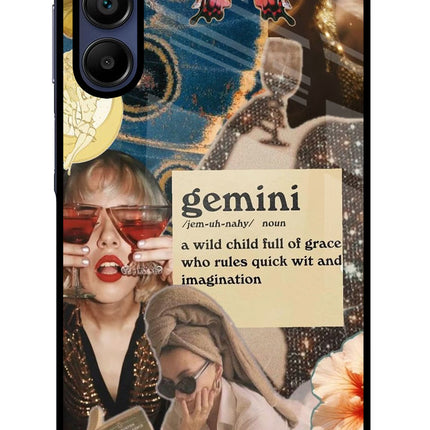 Gemini Zodiac Samsung A15 5G Glass Case Back Cover by Casekaro