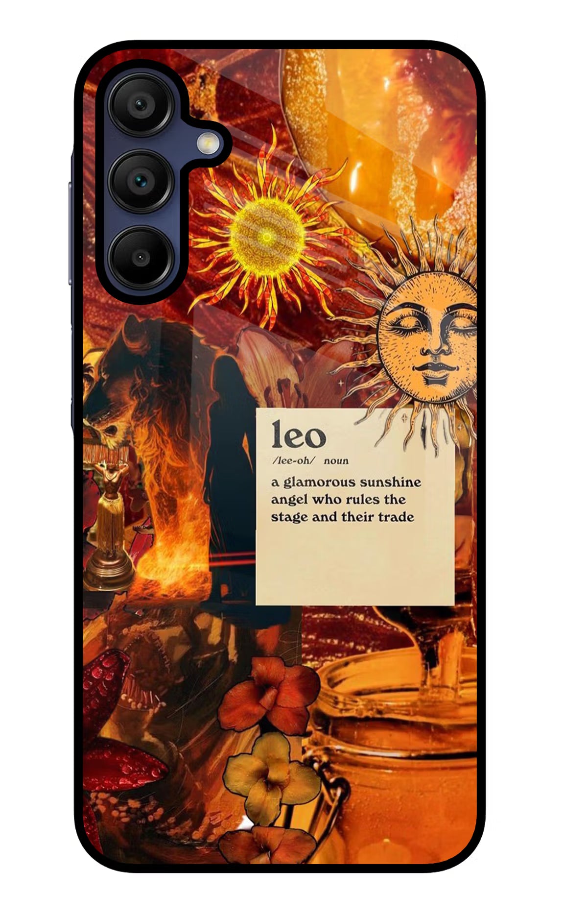 Leo Zodiac Samsung A15 5G Glass Case Back Cover by Casekaro