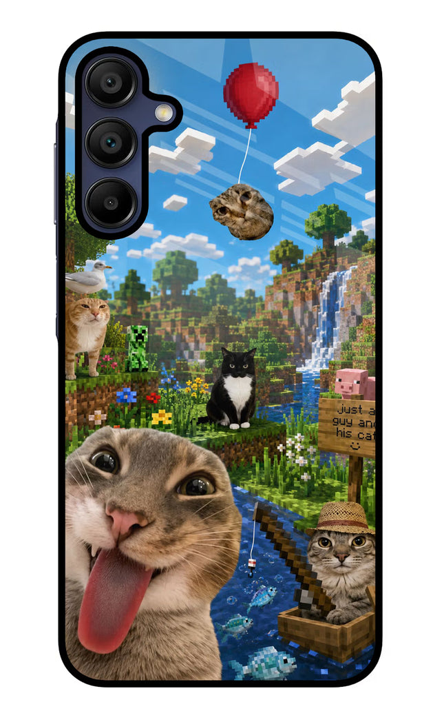 Minecraft Cat Chaos Samsung A15 5G Glass Case