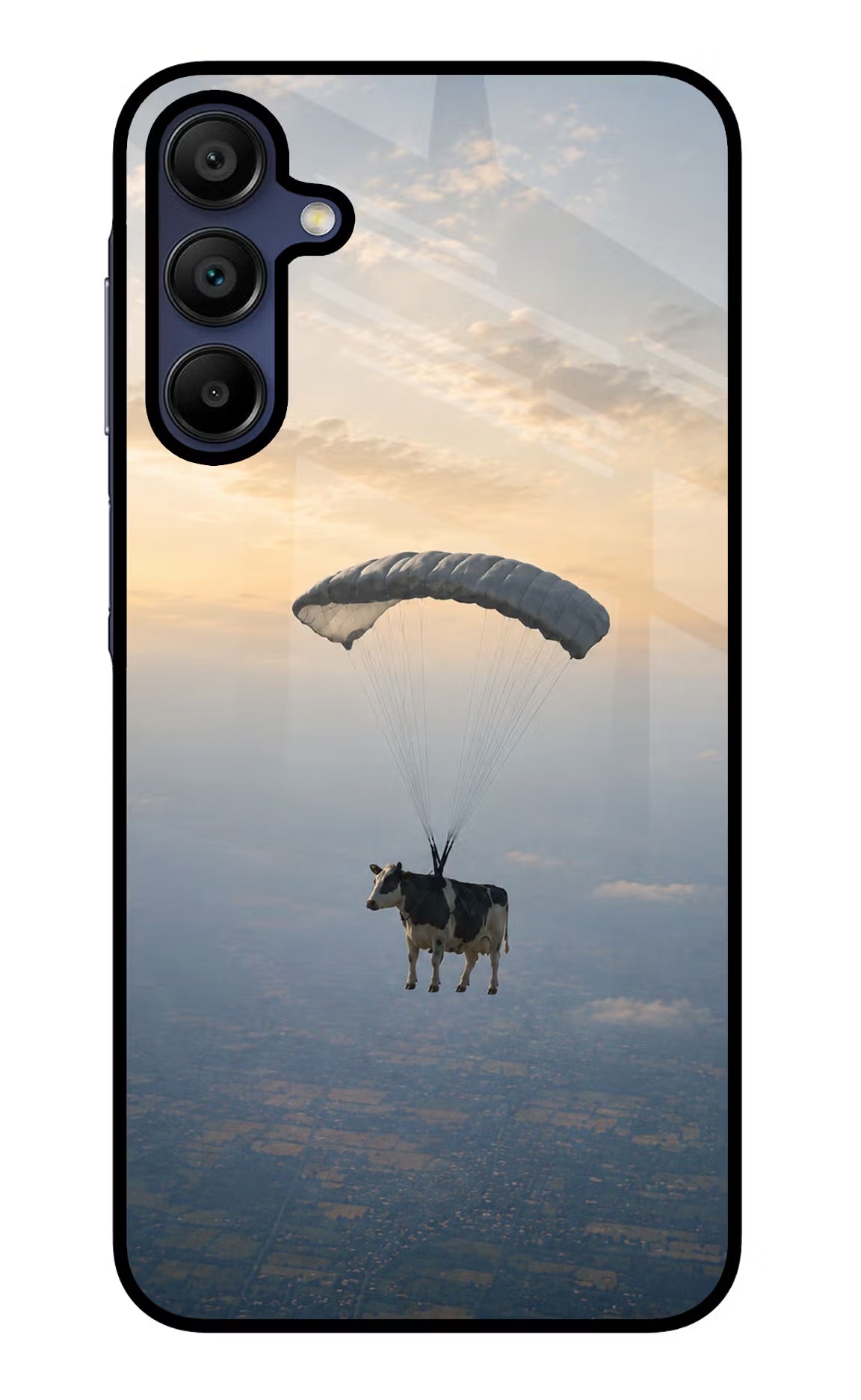Skydiving Cow Samsung A15 5G Glass Case
