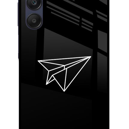 Paper Plane White Samsung A25 5G Glass Case Back Cover by Casekaro