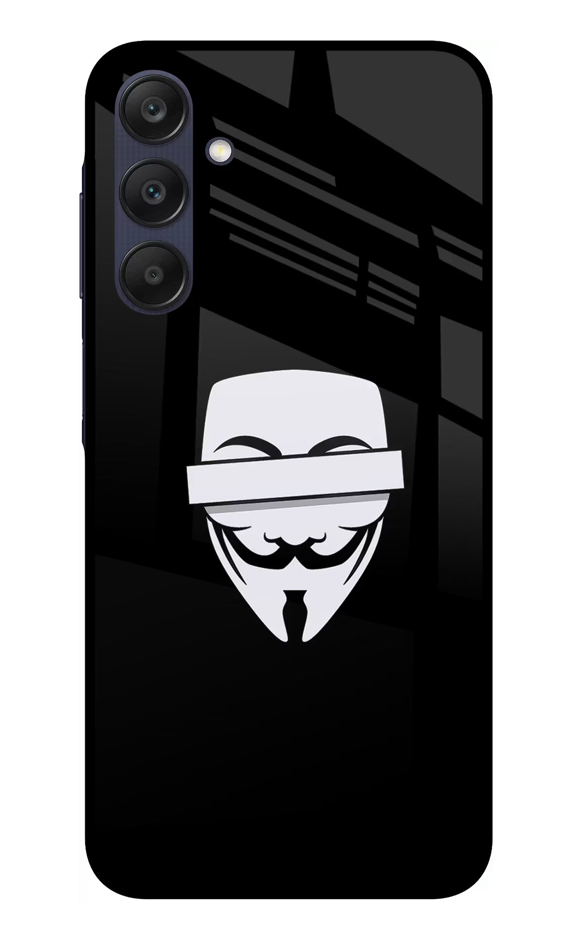 Anonymous Face Samsung A25 5G Glass Case Back Cover by Casekaro