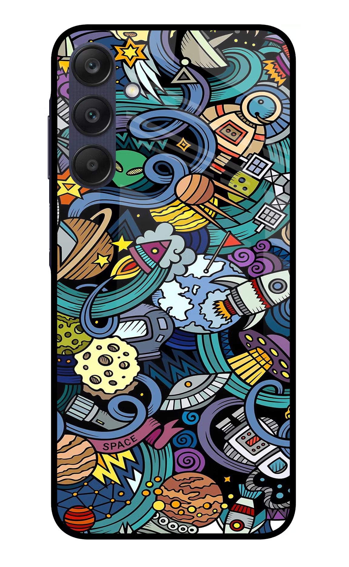 Space Abstract Samsung A25 5G Glass Case Back Cover by Casekaro