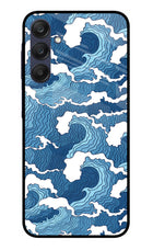 Blue Waves Samsung A25 5G Glass Case Back Cover by Casekaro