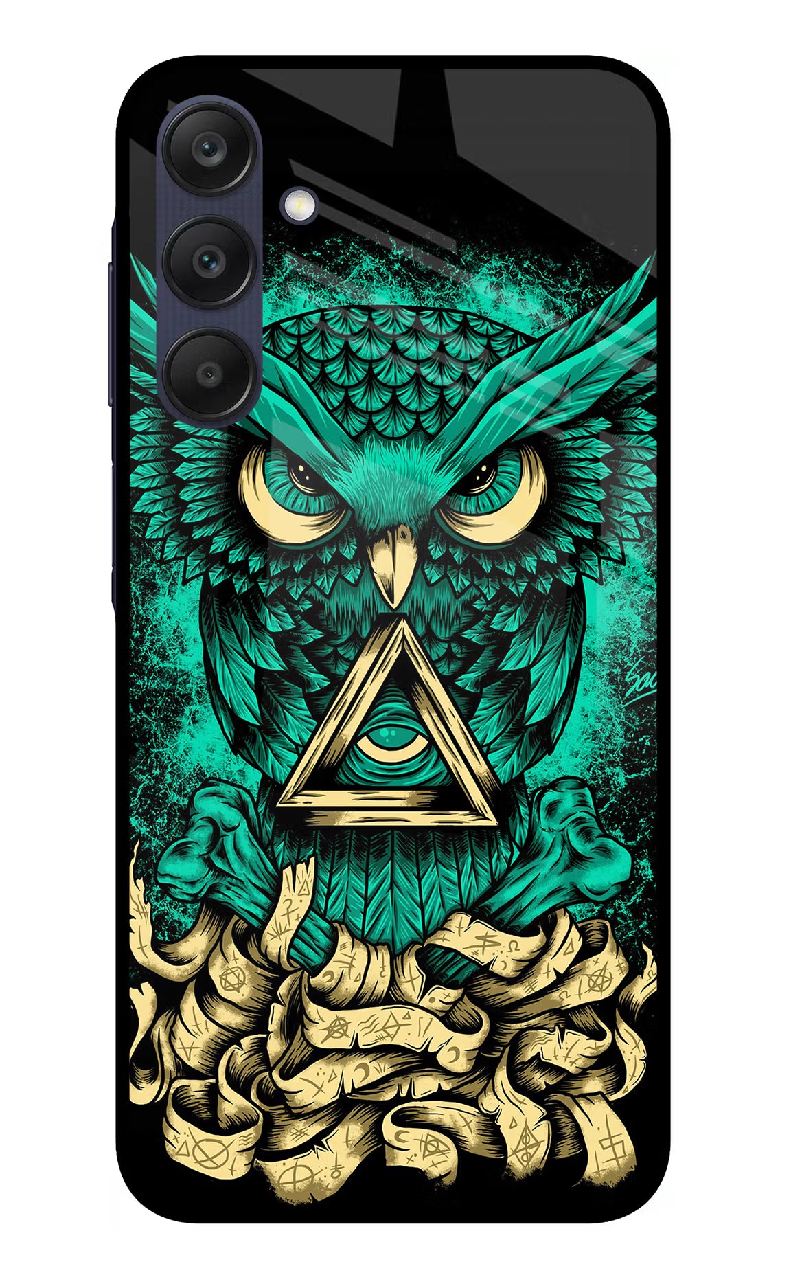 Green Owl Samsung A25 5G Glass Case Back Cover by Casekaro