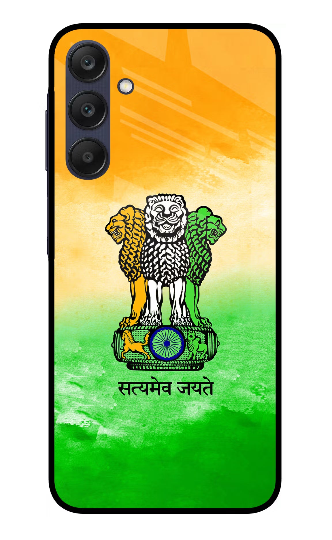 Satyamev Jayate Flag Samsung A25 5G Glass Case Back Cover by Casekaro
