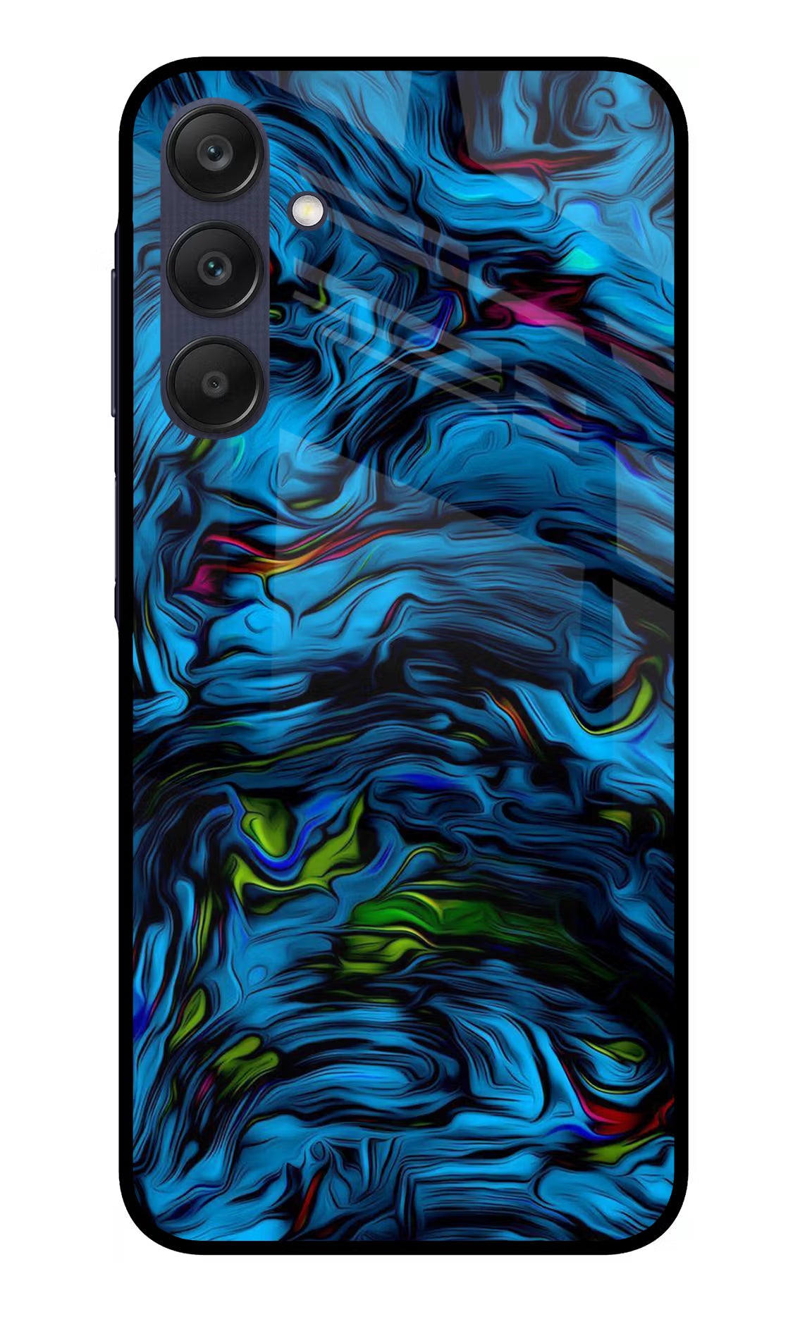 Dark Blue Abstract Samsung A25 5G Glass Case Back Cover by Casekaro