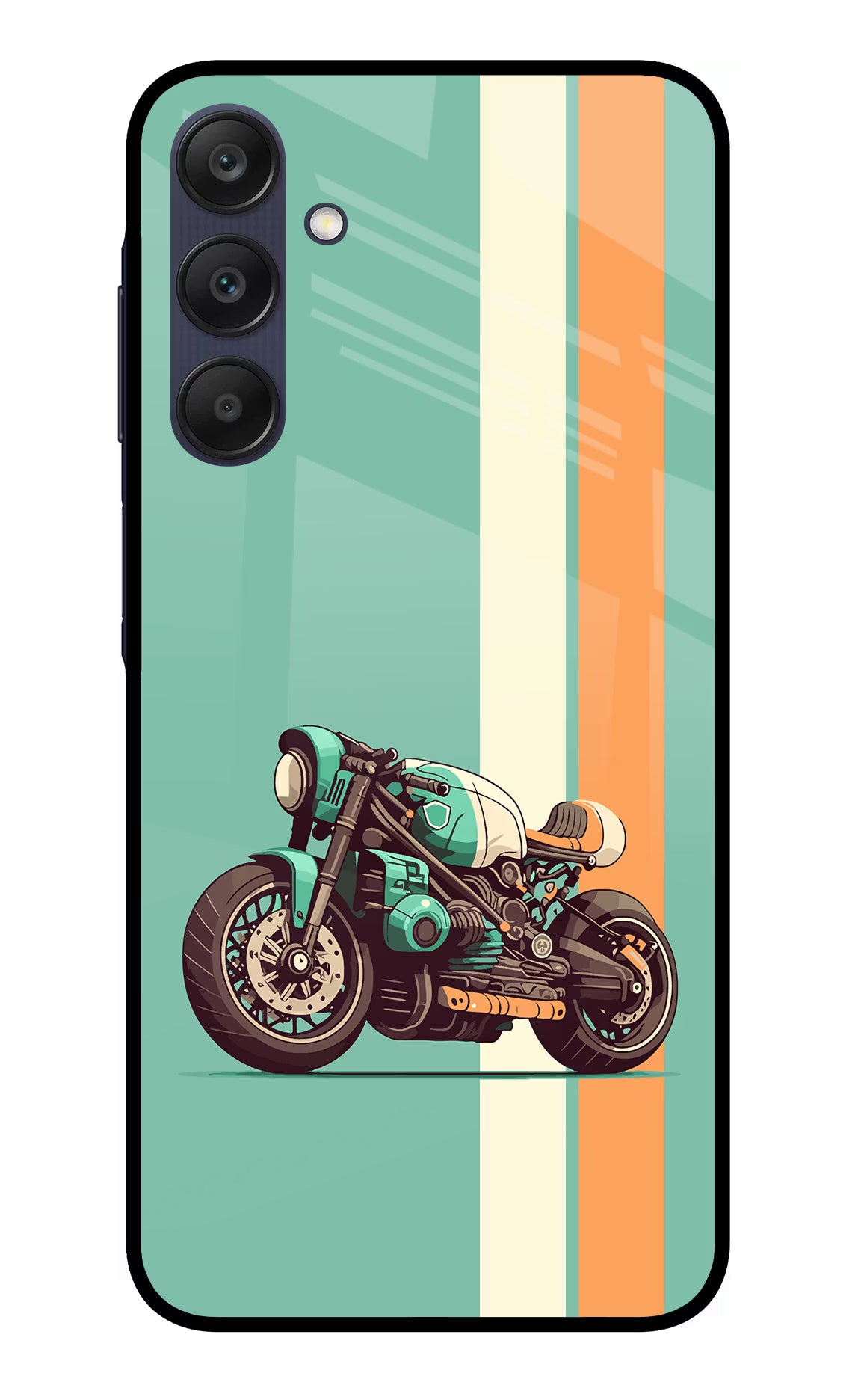 Striped Moto Drift Samsung A25 5G Glass Case Back Cover by Casekaro