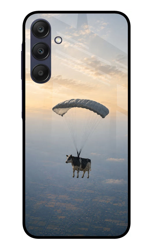 Skydiving Cow Samsung A25 5G Glass Case