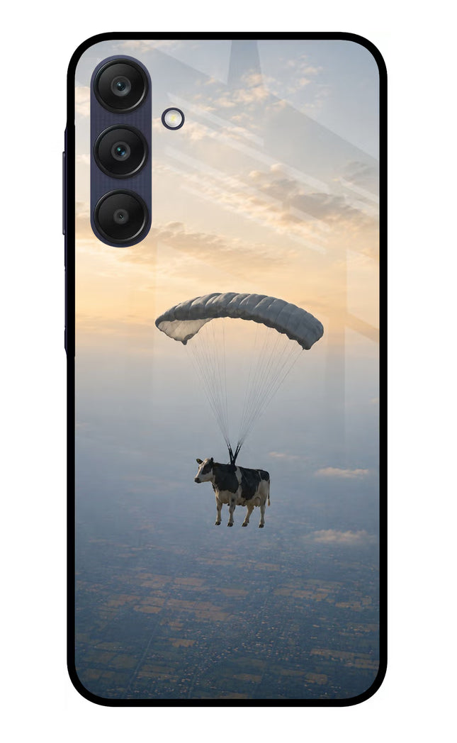 Skydiving Cow Samsung A25 5G Glass Case