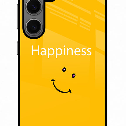 Happiness With Smiley Samsung S24 Glass Case Back Cover by Casekaro