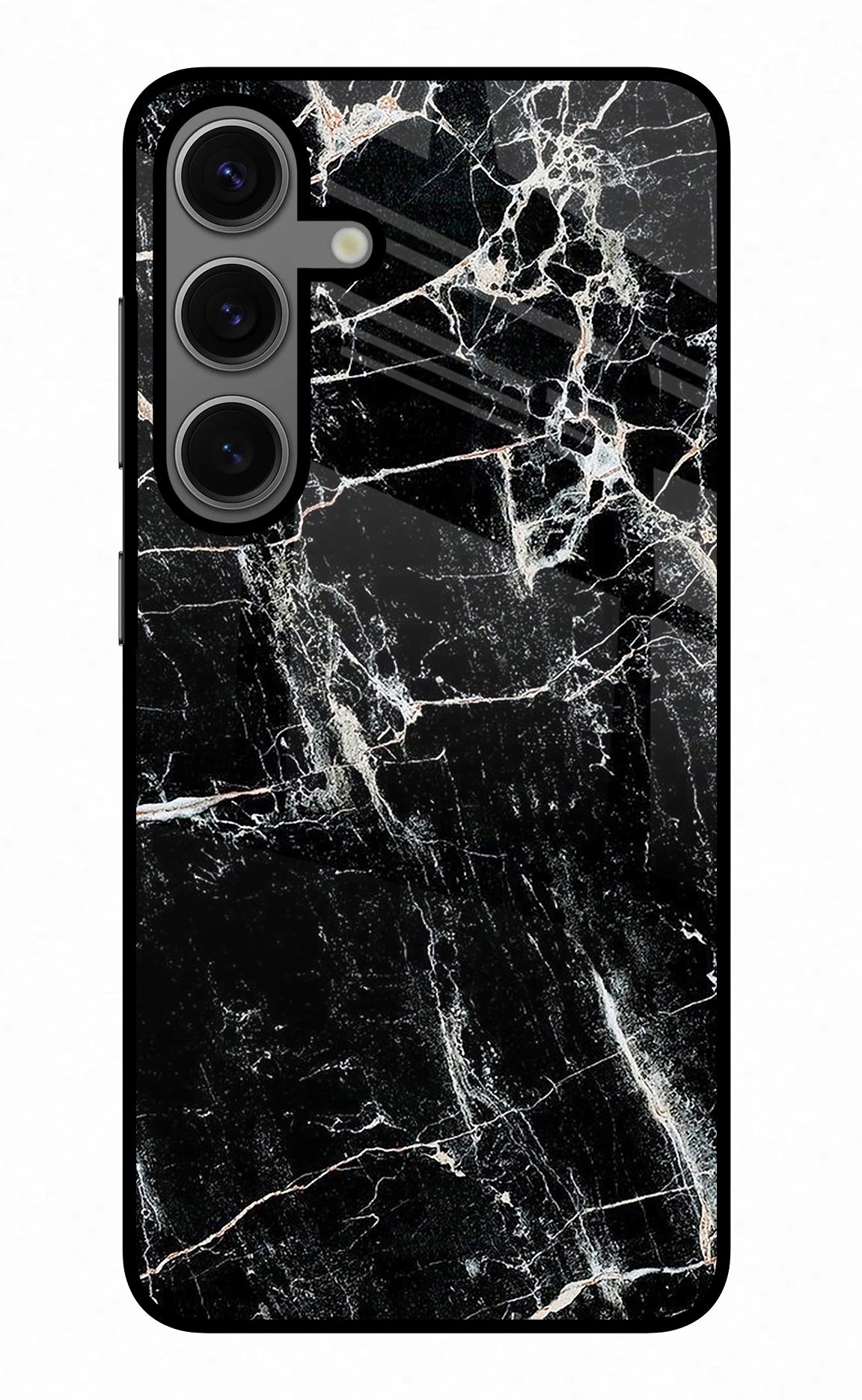 Black Marble Texture Samsung S24 Glass Case