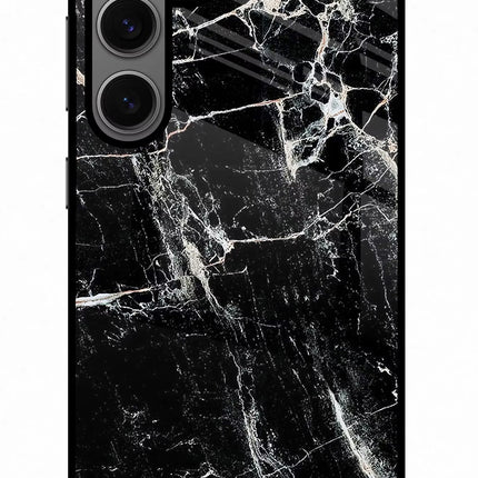 Black Marble Texture Samsung S24 Glass Case