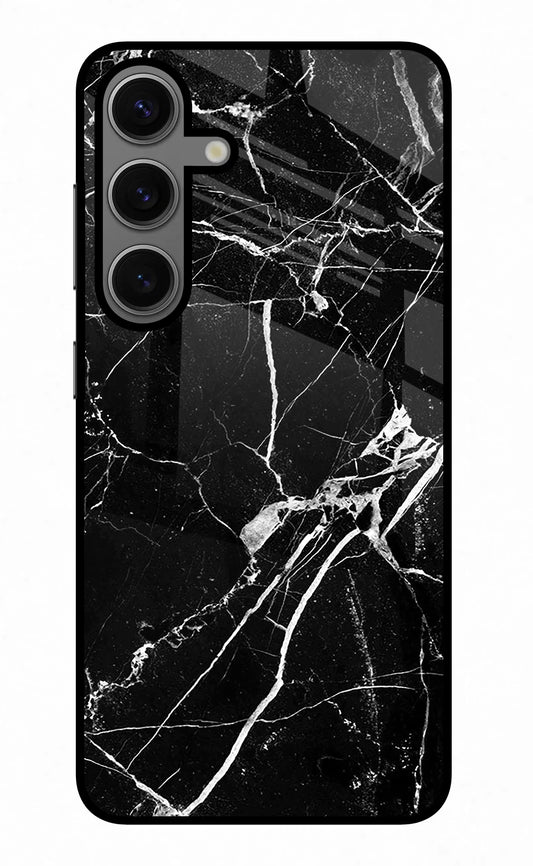 Black Marble Pattern Samsung S24 Glass Case