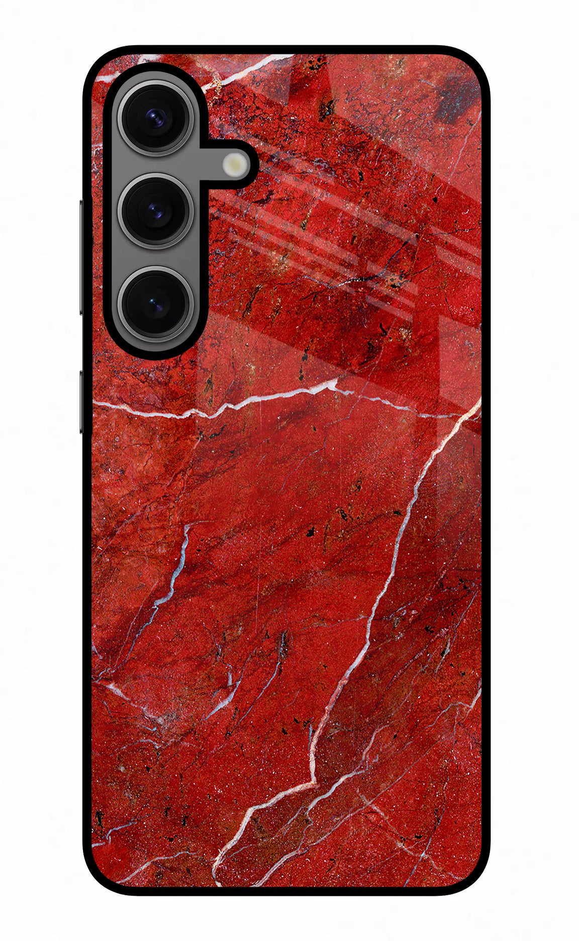 Red Marble Design Samsung S24 Glass Case Back Cover by Casekaro