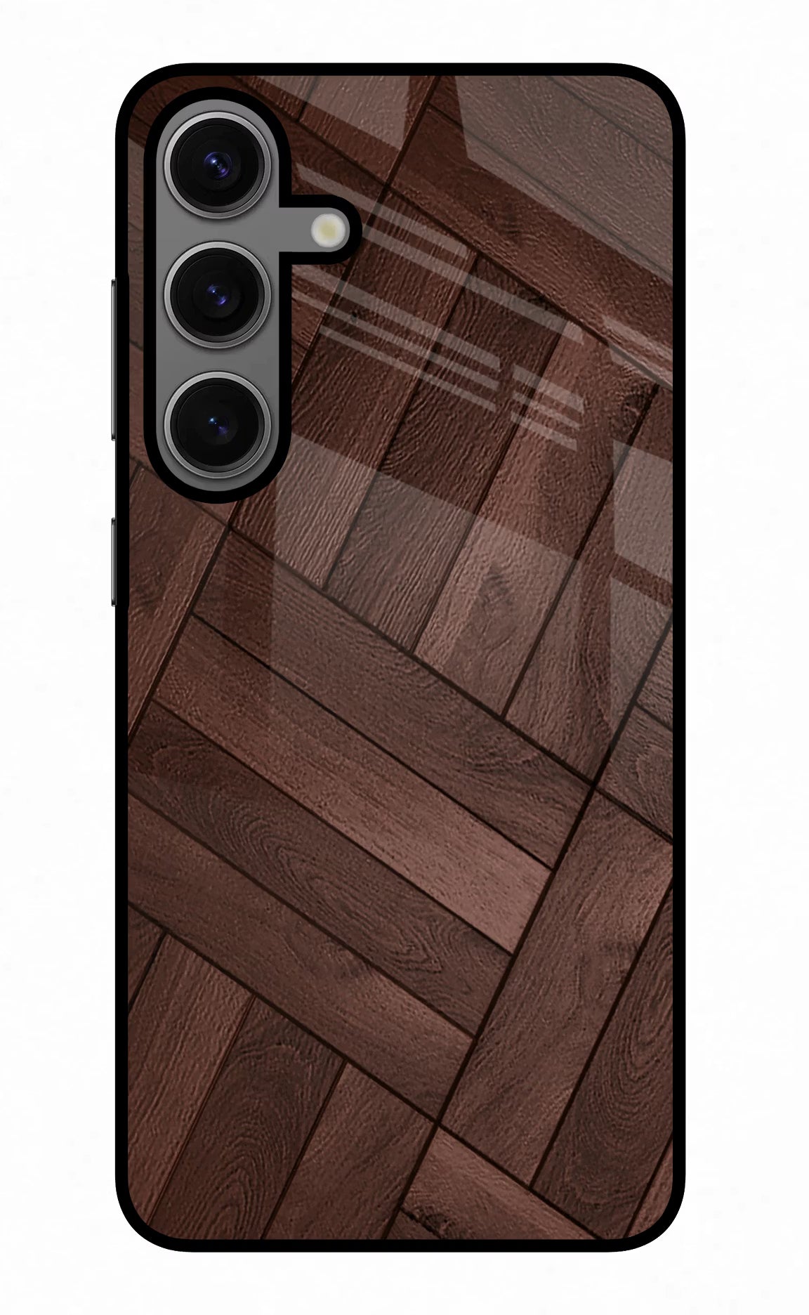 Wooden Texture Design Samsung S24 Glass Case Back Cover by Casekaro