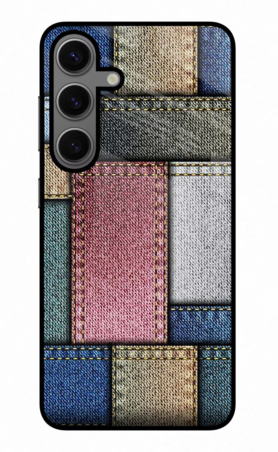 Multicolor Jeans Samsung S24 Glass Case Back Cover by Casekaro