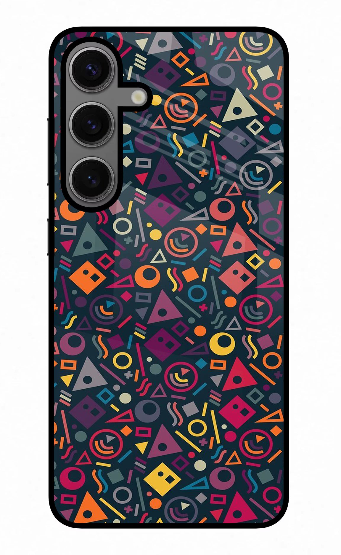 Geometric Abstract Samsung S24 Glass Case Back Cover by Casekaro