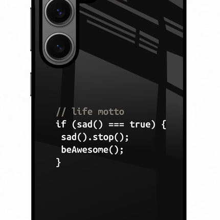 Life Motto Code Samsung S24 Glass Case Back Cover by Casekaro