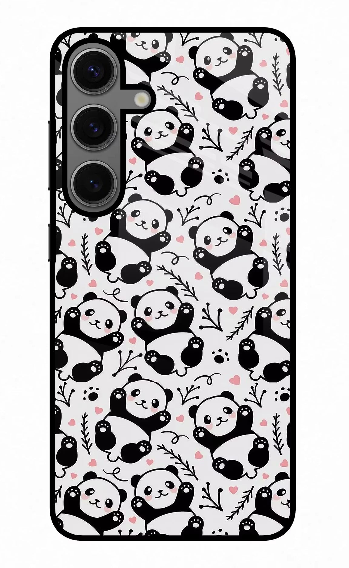 Cute Panda Samsung S24 Glass Case Back Cover by Casekaro