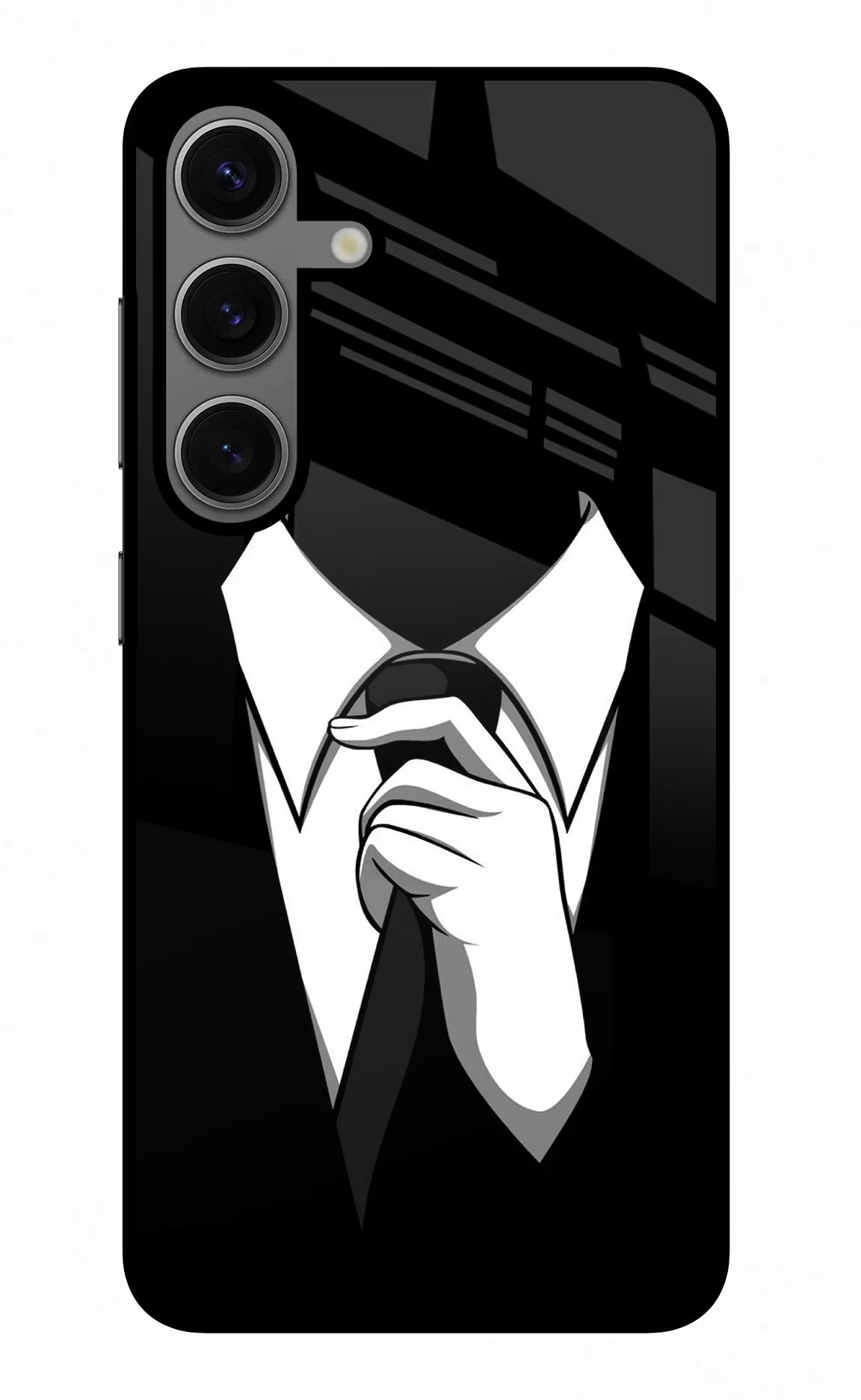 Black Tie Samsung S24 Glass Case Back Cover by Casekaro
