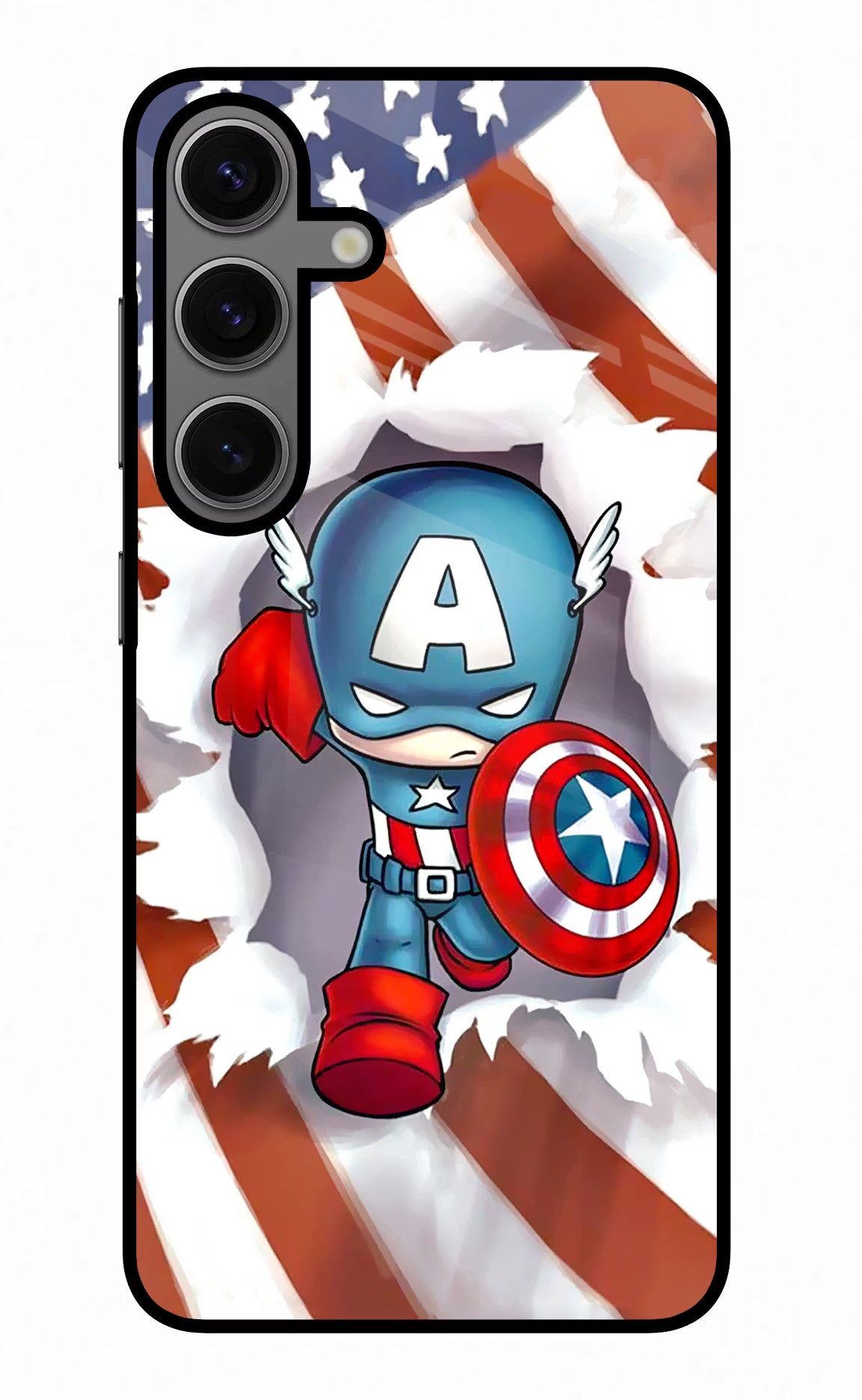 Captain America Samsung S24 Glass Case Back Cover by Casekaro
