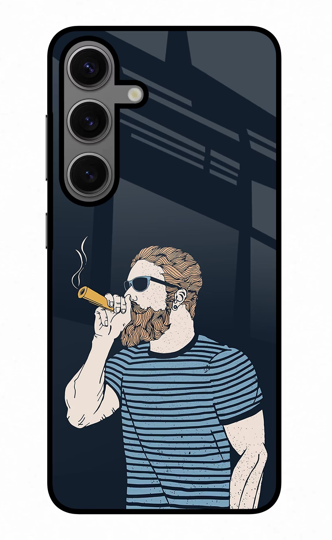 Smoking Samsung S24 Glass Case Back Cover by Casekaro