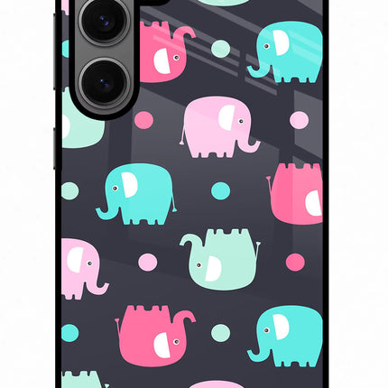 Elephants Samsung S24 Glass Case Back Cover by Casekaro