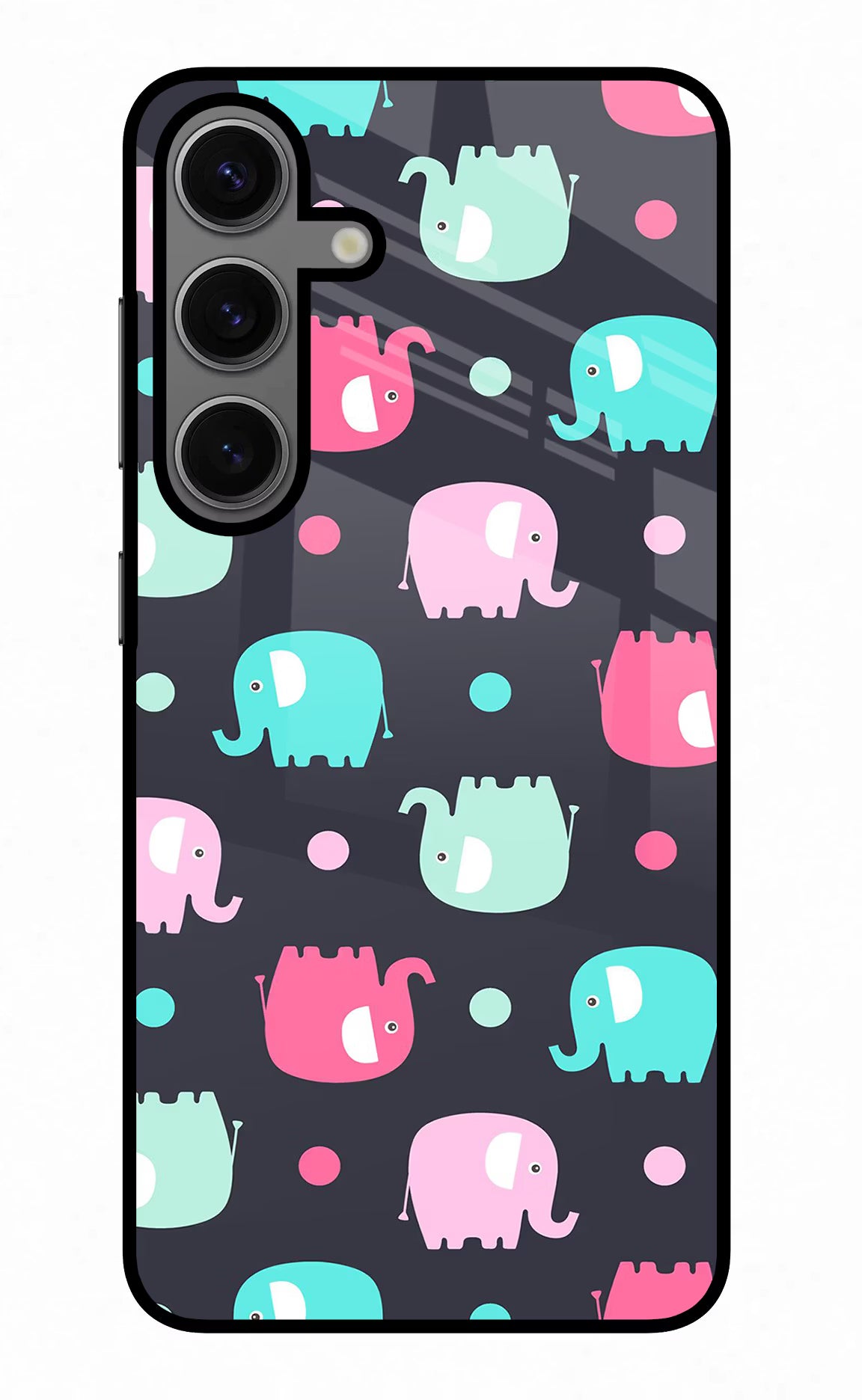 Elephants Samsung S24 Glass Case Back Cover by Casekaro