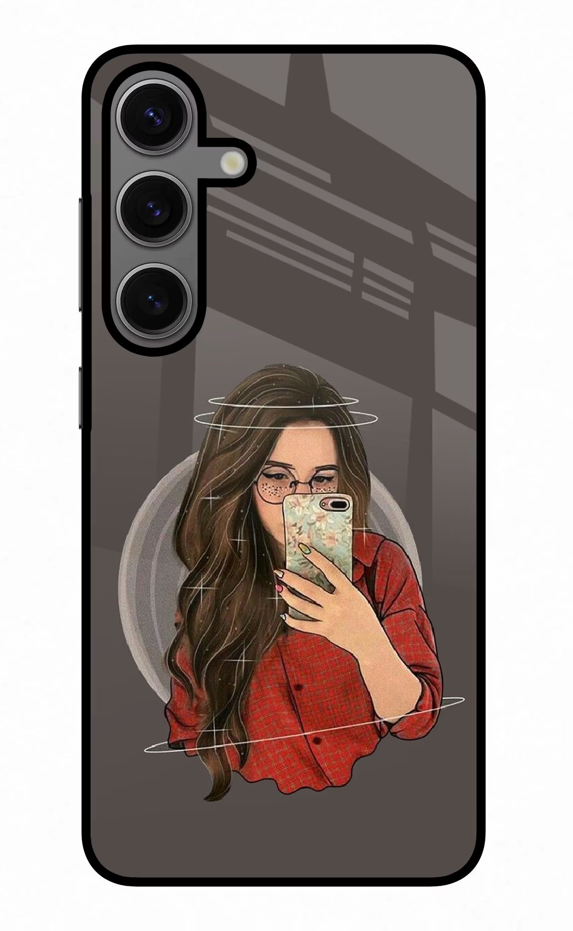 Selfie Queen Samsung S24 Glass Case Back Cover by Casekaro