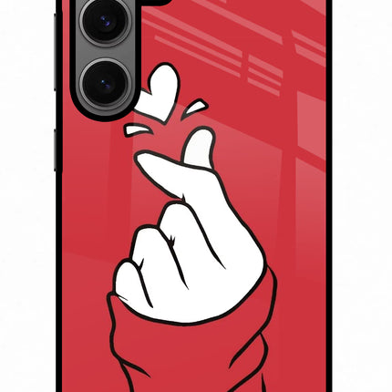 Korean Love Sign Samsung S24 Glass Case Back Cover by Casekaro