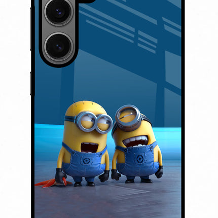 Minion Laughing Samsung S24 Glass Case Back Cover by Casekaro
