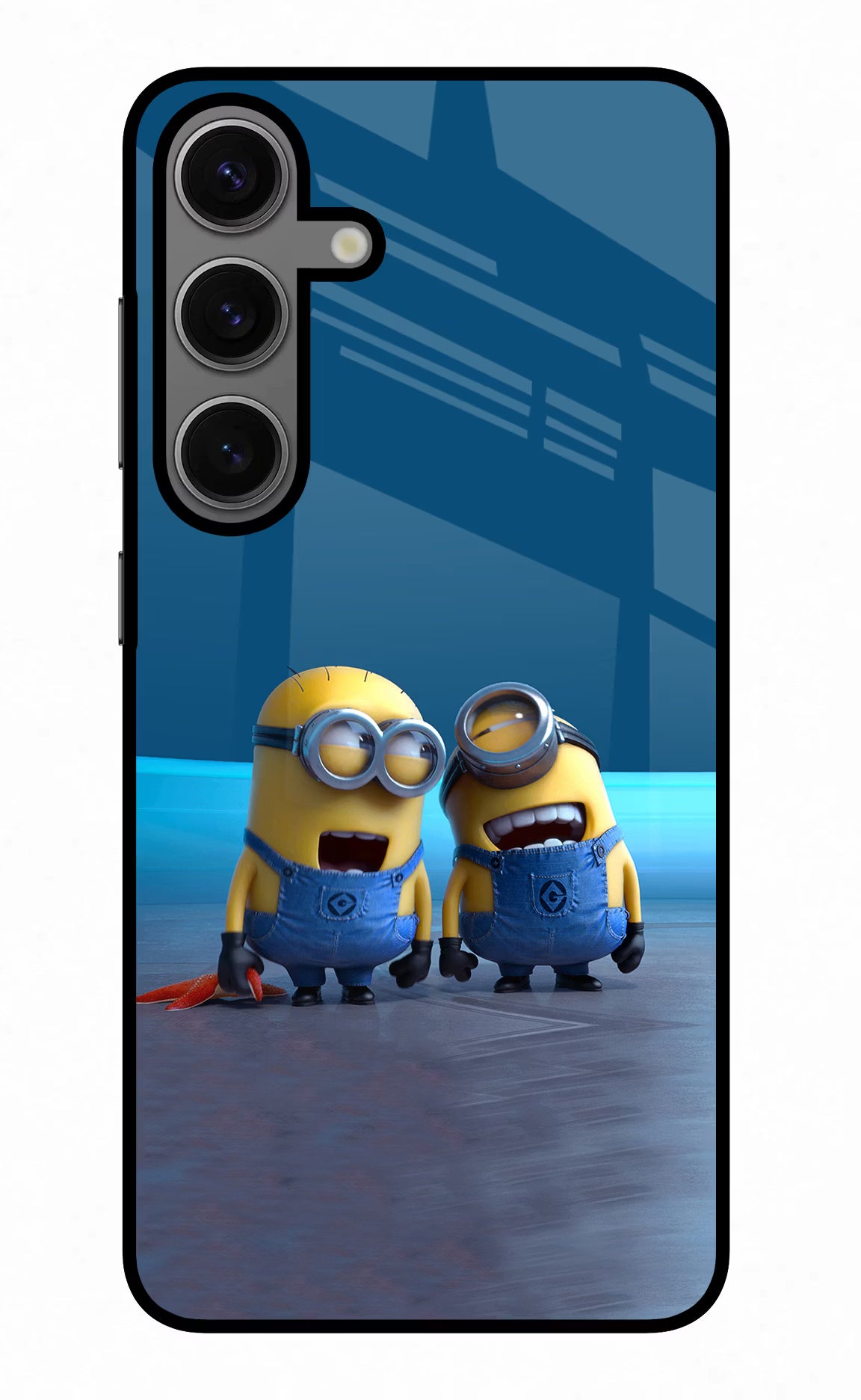 Minion Laughing Samsung S24 Glass Case Back Cover by Casekaro