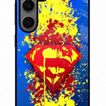 Superman logo Samsung S24 Glass Case Back Cover by Casekaro