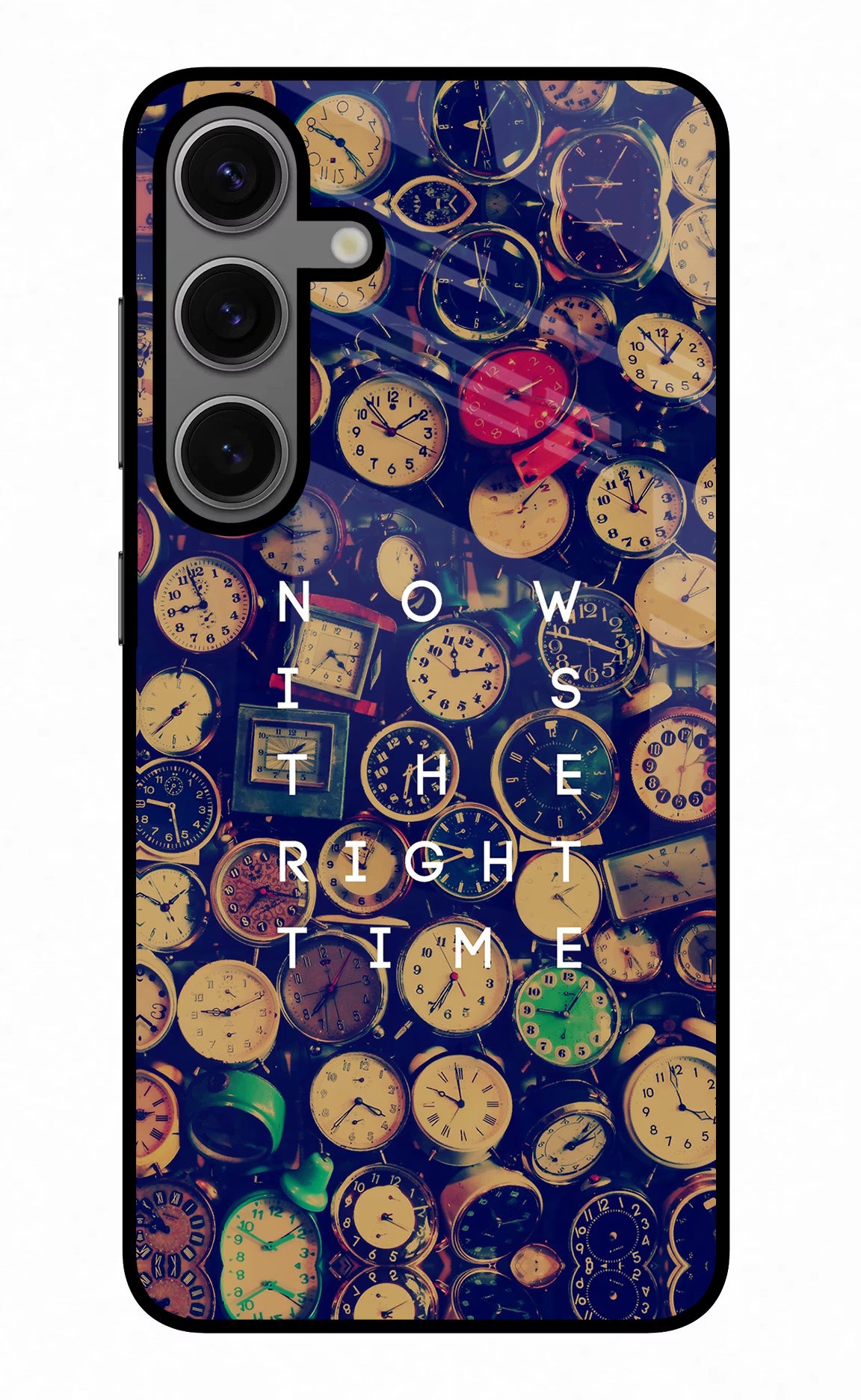 Now is the Right Time Quote Samsung S24 Glass Case Back Cover by Casekaro