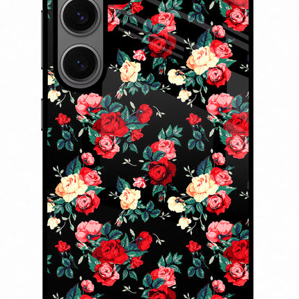 Rose Pattern Samsung S24 Glass Case Back Cover by Casekaro