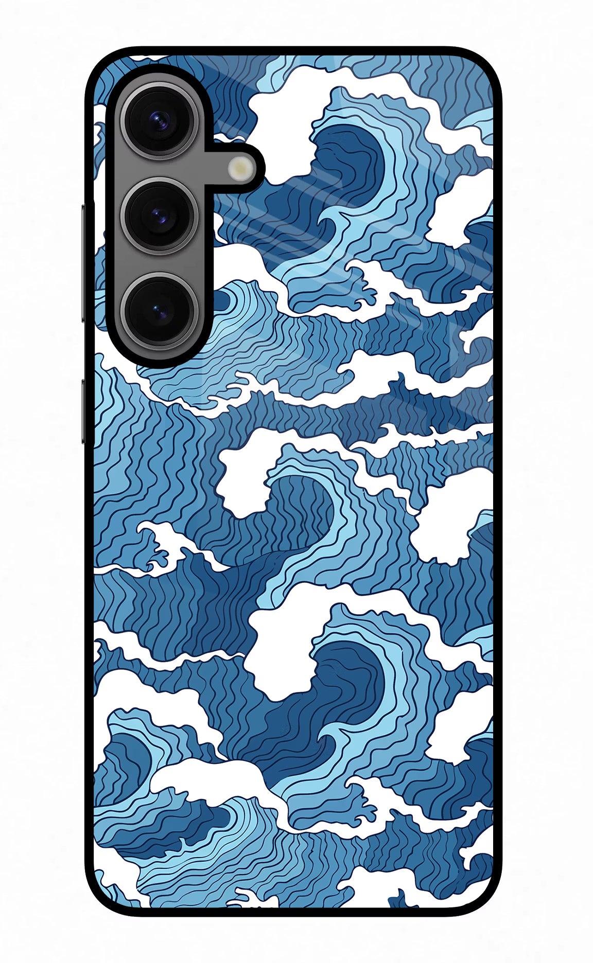 Blue Waves Samsung S24 Glass Case Back Cover by Casekaro
