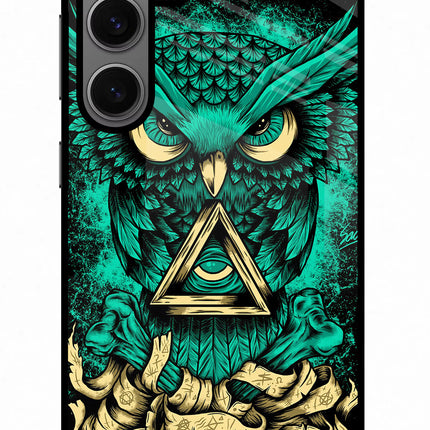 Green Owl Samsung S24 Glass Case