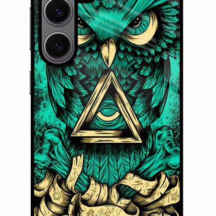 Green Owl Samsung S24 Glass Case