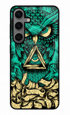 Green Owl Samsung S24 Glass Case