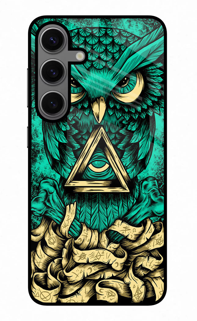 Green Owl Samsung S24 Glass Case