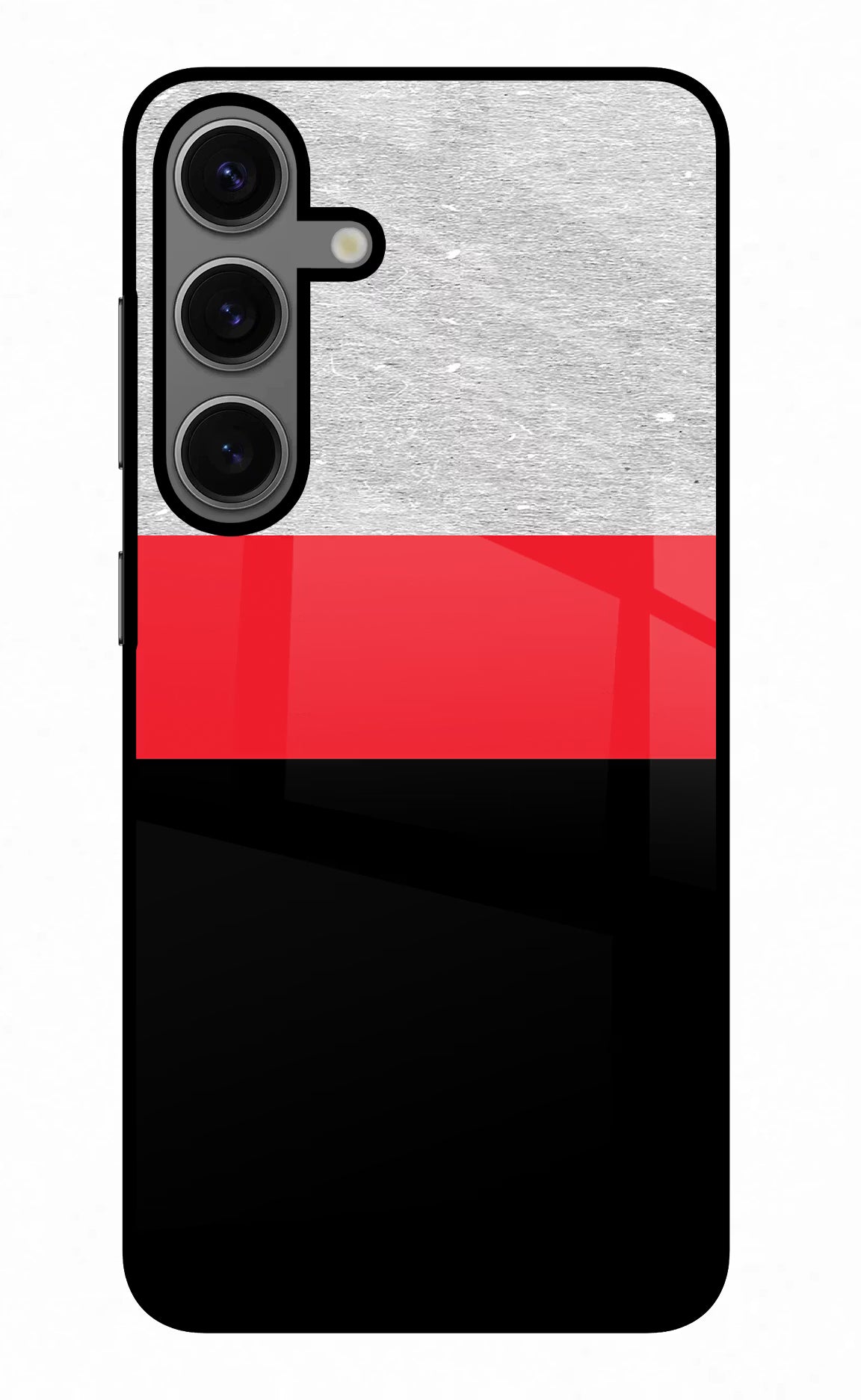 Tri Color Pattern Samsung S24 Glass Case Back Cover by Casekaro