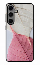White Pink Leaf Samsung S24 Glass Case
