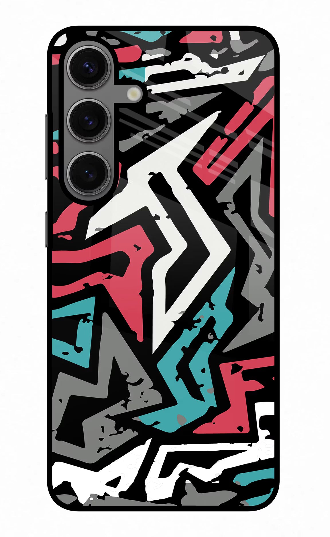 Geometric Graffiti Samsung S24 Glass Case Back Cover by Casekaro
