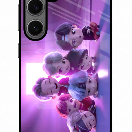 BTS Chibi Samsung S24 Glass Case Back Cover by Casekaro