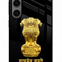 Satyamev Jayate Golden Samsung S24 Glass Case