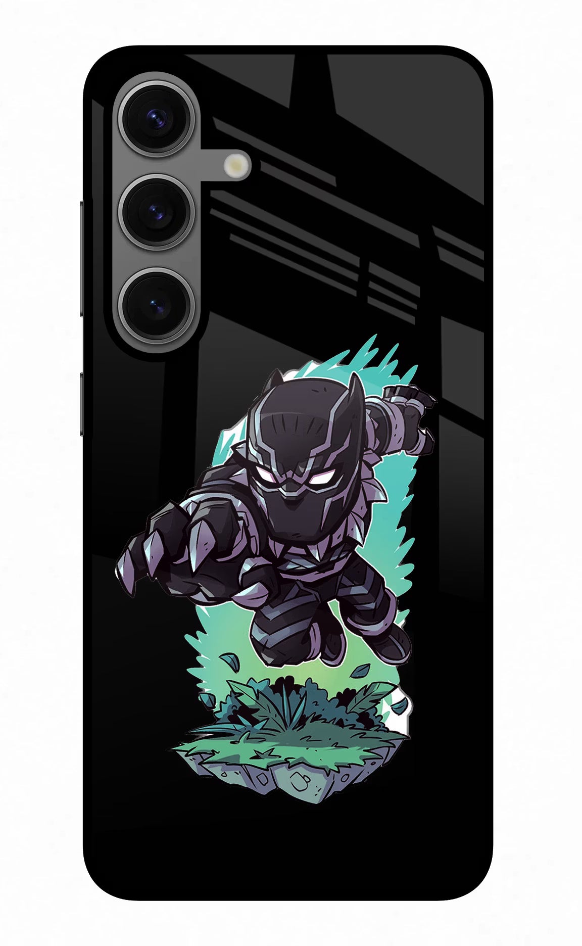 Black Panther Samsung S24 Glass Case Back Cover by Casekaro