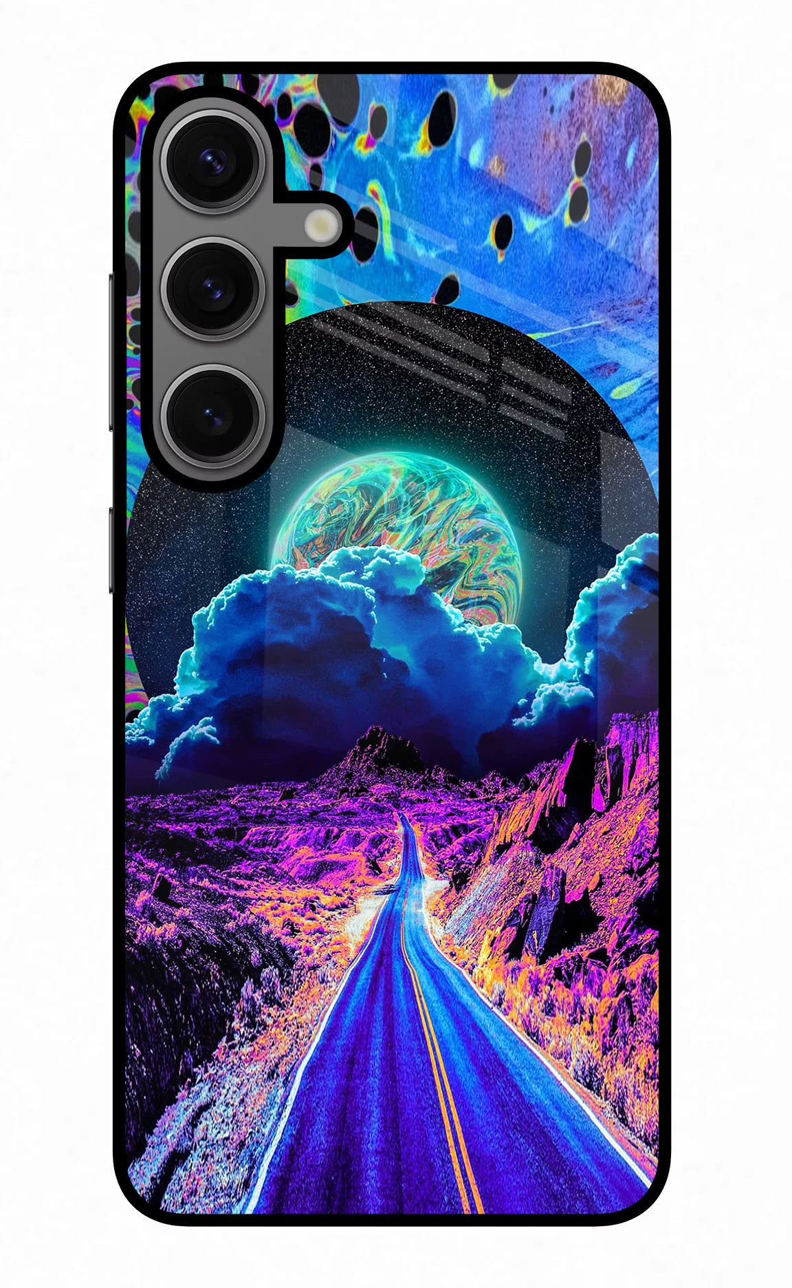 Psychedelic Painting Samsung S24 Glass Case Back Cover by Casekaro