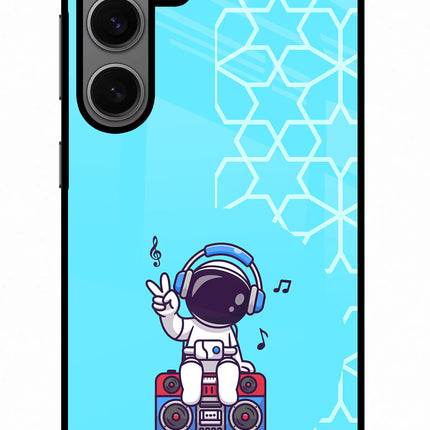 Cute Astronaut Chilling Samsung S24 Glass Case
